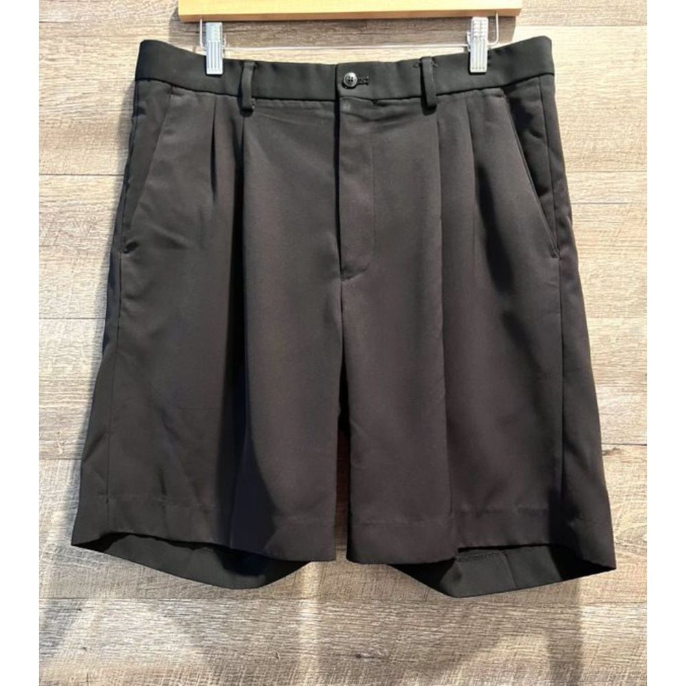 Alan Flusser Black Polyester Pleated Golf Shorts Size 34